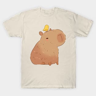 Capybara and bird illustration T-Shirt